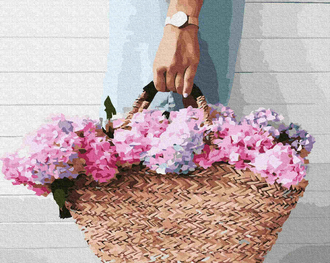 Paint by Numbers DIY - basket with hydrangea