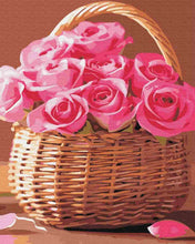 Load image into Gallery viewer, Paint by Numbers DIY - basket with pink roses
