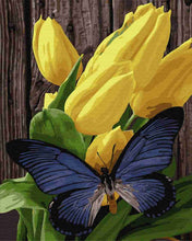 Load image into Gallery viewer, Paint by Numbers DIY - butterfly on tulips
