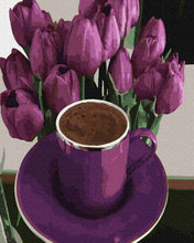 Load image into Gallery viewer, Paint by Numbers DIY - coffee acetas with tulip trough
