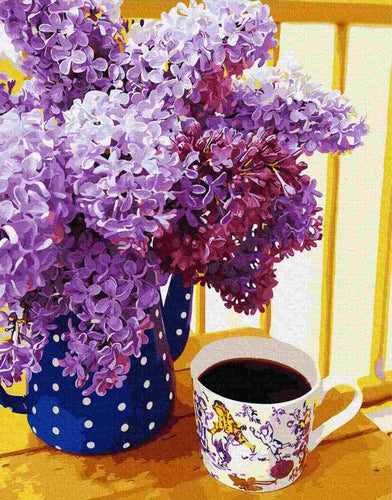 Paint by Numbers DIY - coffee with lilac