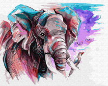 Load image into Gallery viewer, Paint by Numbers DIY - colorful elephant with bird
