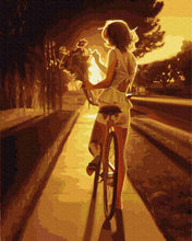 Load image into Gallery viewer, Paint by Numbers DIY - cycling at sunset
