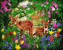Load image into Gallery viewer, Paint by Numbers DIY - deer in a blooming forest
