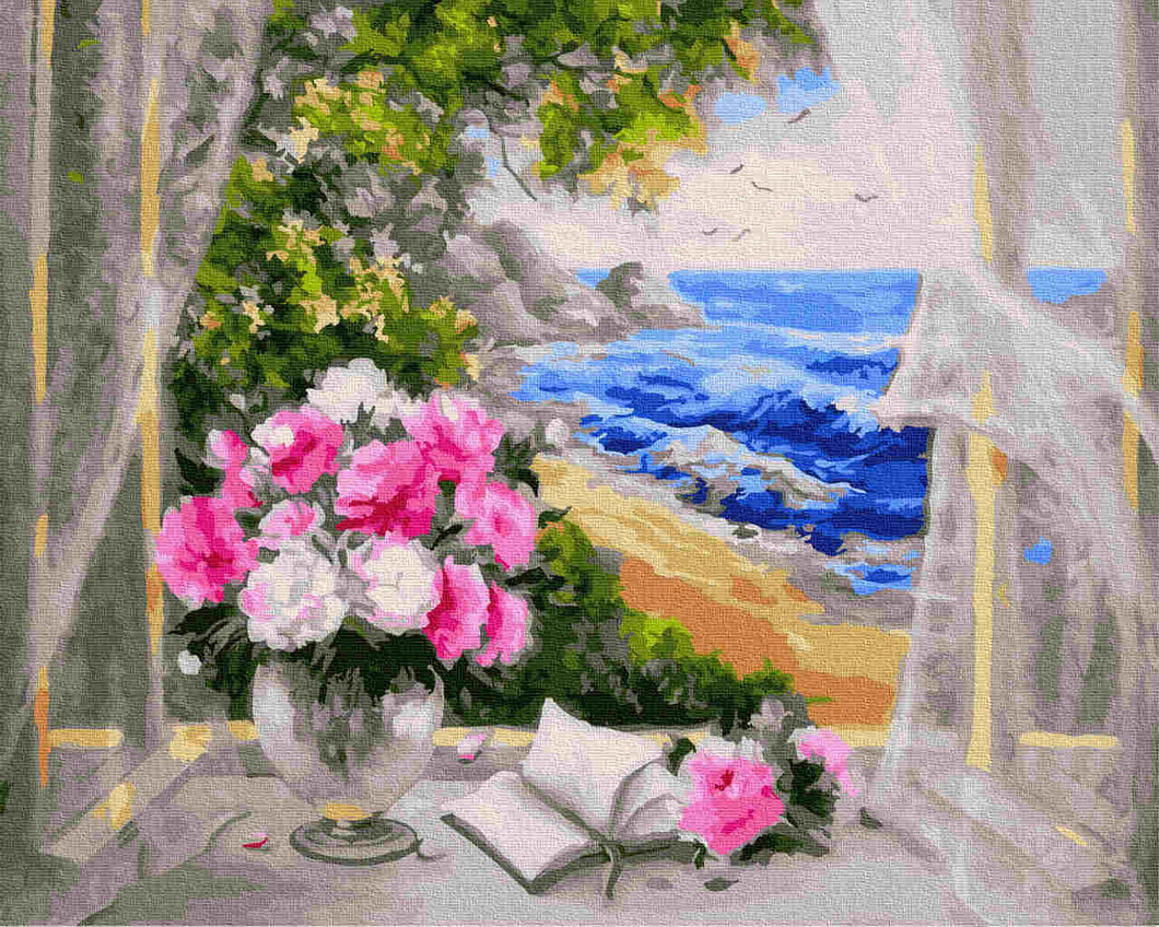Paint by Numbers DIY - flowers by the sea