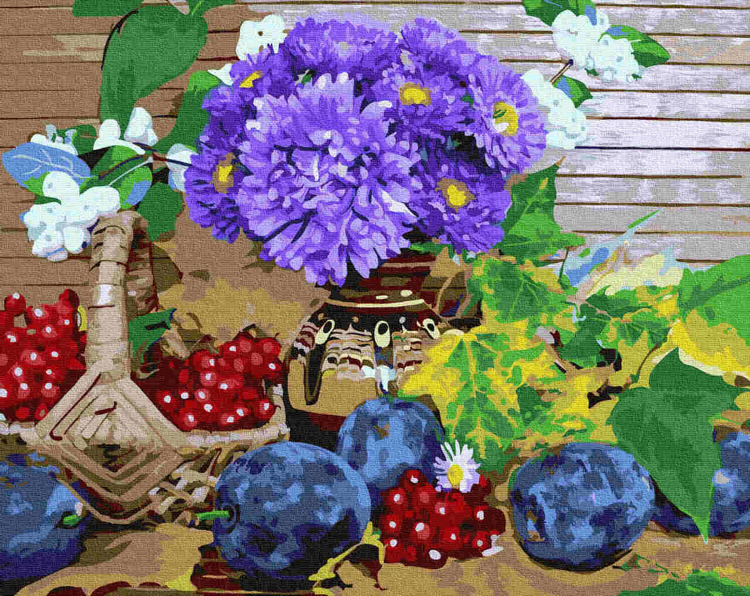 Paint by Numbers DIY - fruits and flowers