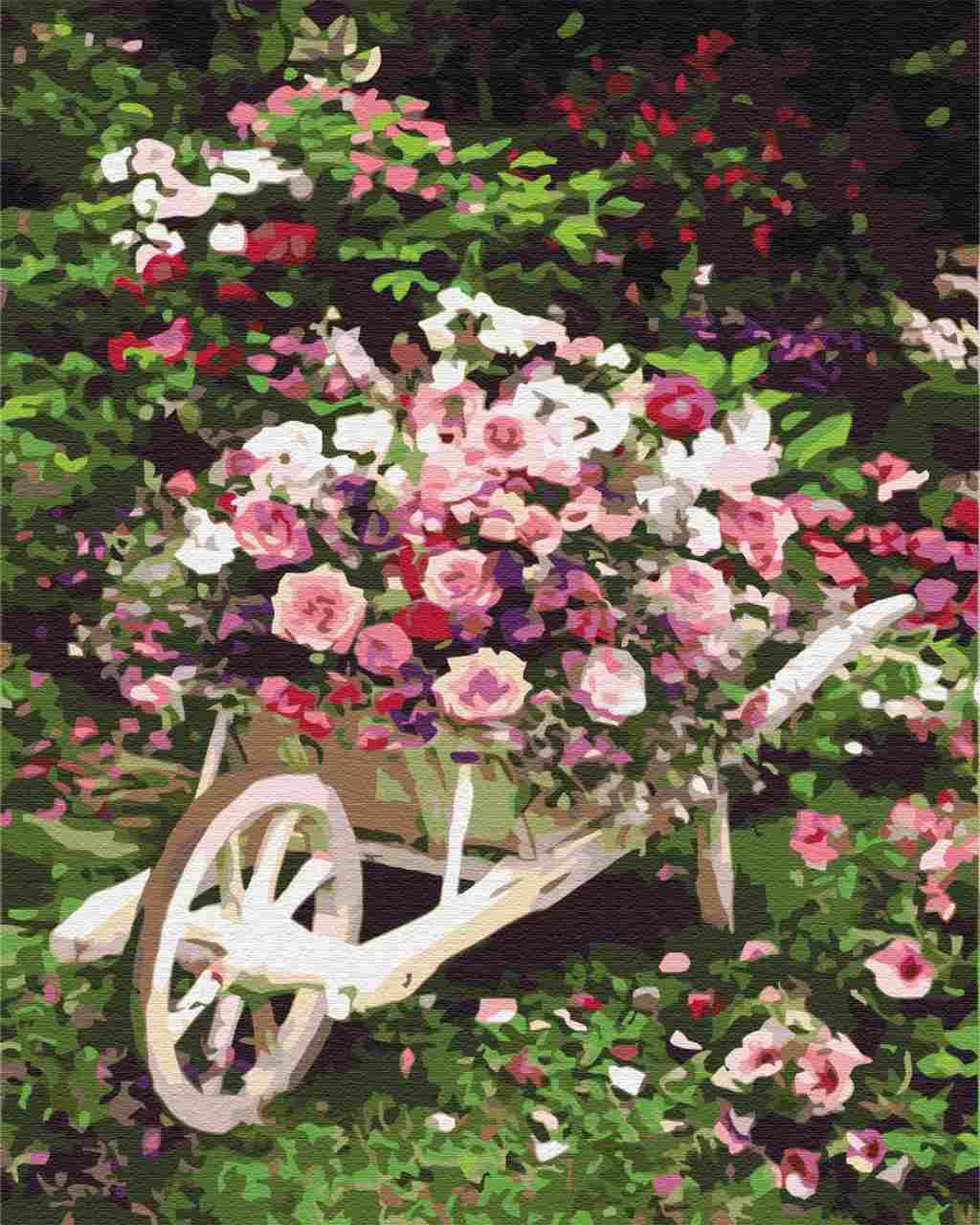 Paint by Numbers DIY - garden carriage with flowers