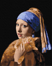 Load image into Gallery viewer, Paint by Numbers DIY - girl with red cat
