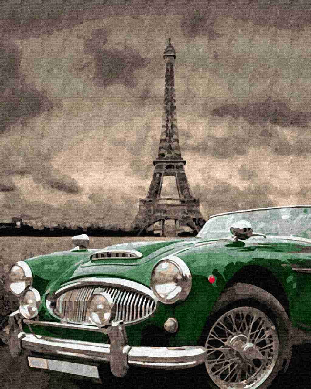 Paint by Numbers DIY - green retro on the streets of Paris