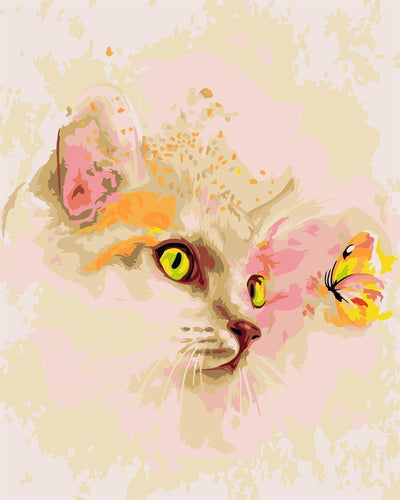 Paint by Numbers DIY - kitten and butterfly