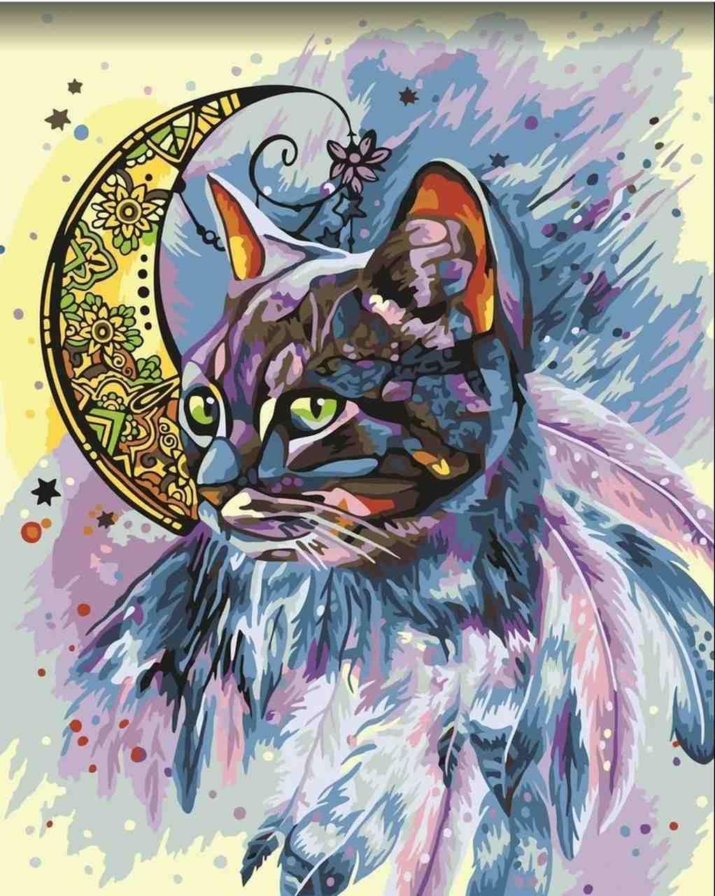 Paint by Numbers DIY - moon cat