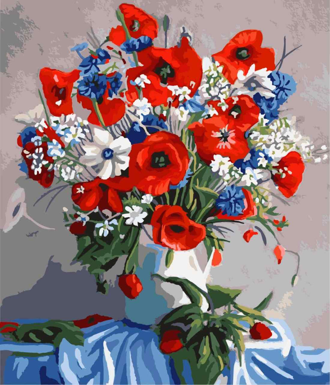 Paint by Numbers DIY - poppies in a vase
