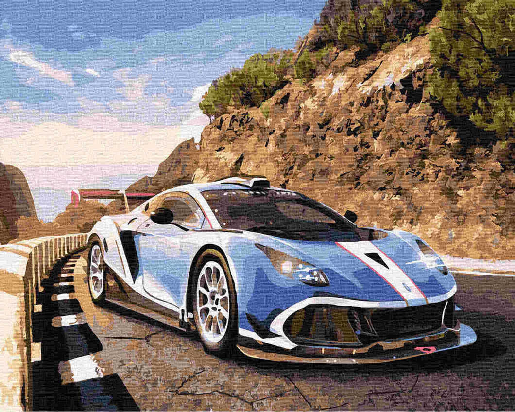 Paint by Numbers DIY - sports car in the mountains