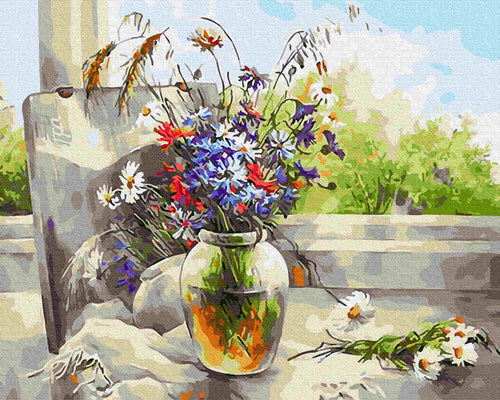 Paint by Numbers DIY - still life with wildflowers