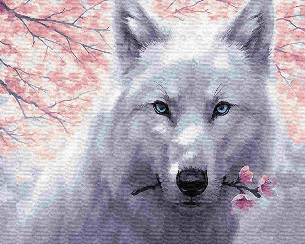 Paint by Numbers DIY - the wolf with the flower