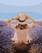 Load image into Gallery viewer, Paint by Numbers DIY - travelers in a lavender field

