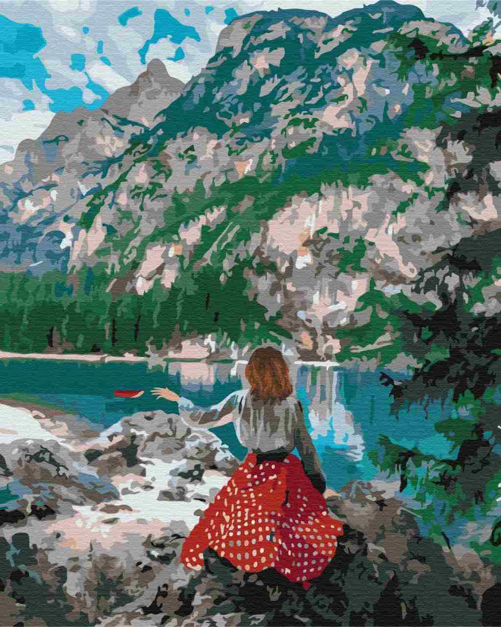 Paint by Numbers DIY - travelers on the lake