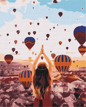 Load image into Gallery viewer, Paint by Numbers DIY - woman with hot air balloons
