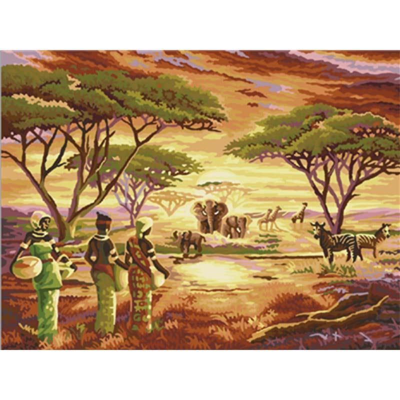 Women at a Water Hole - Paint by Numbers