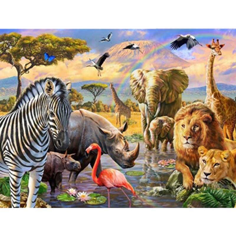 Paint by Numbers - Animal Meeting on River