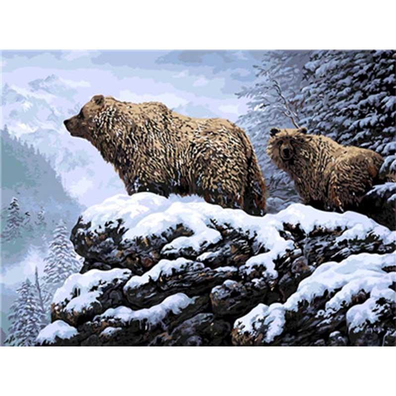 Paint by Numbers - Brown Bear in the Snow