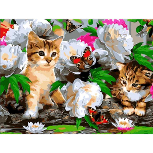 Paint by Numbers - Cat Among the Flowers
