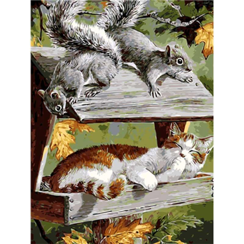 Paint by Numbers - Cat and Squirrel