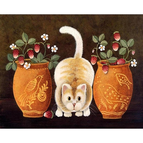 Paint by Numbers - Cat Between Strawberries