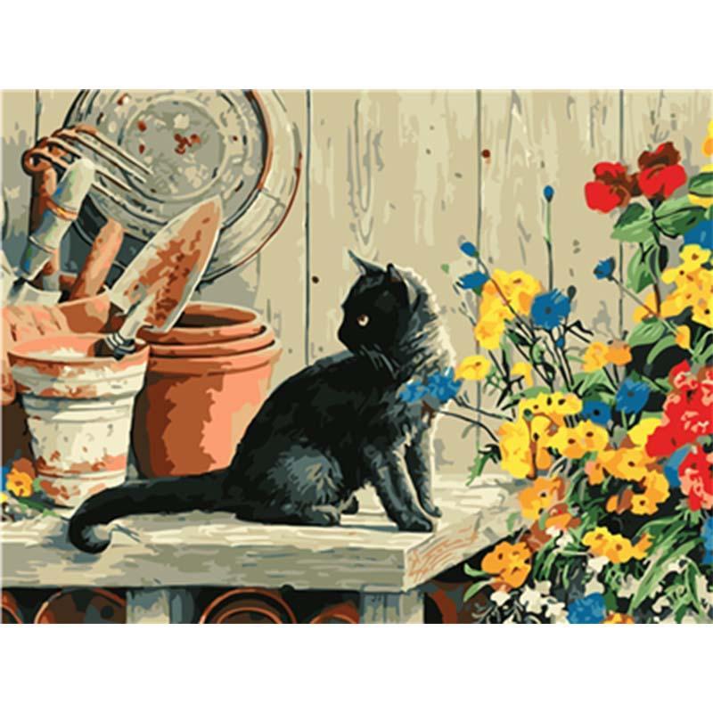 Paint by Numbers - Cat on a Garden Table