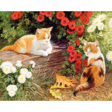 Load image into Gallery viewer, Paint by Numbers - Cats Playing With Flowers
