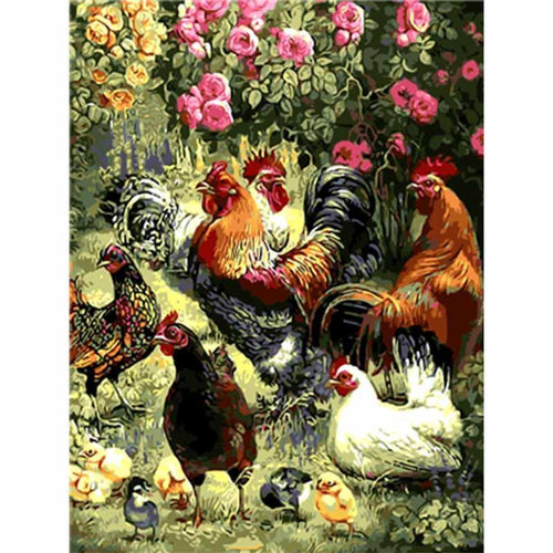 Paint by Numbers - Chickens in the Garden