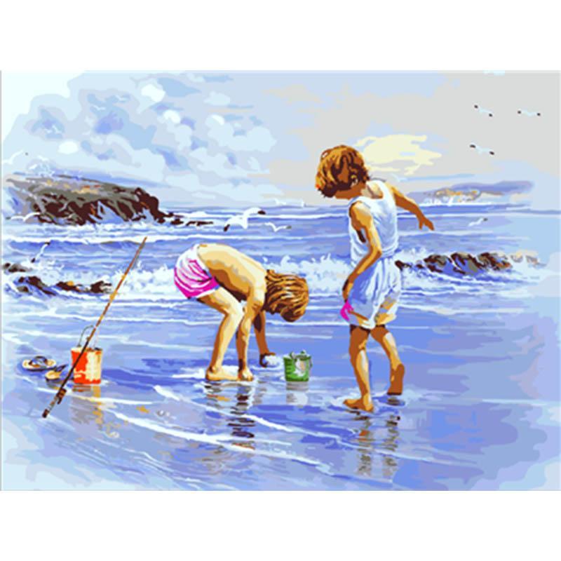 Paint by Numbers - Children on the Beach