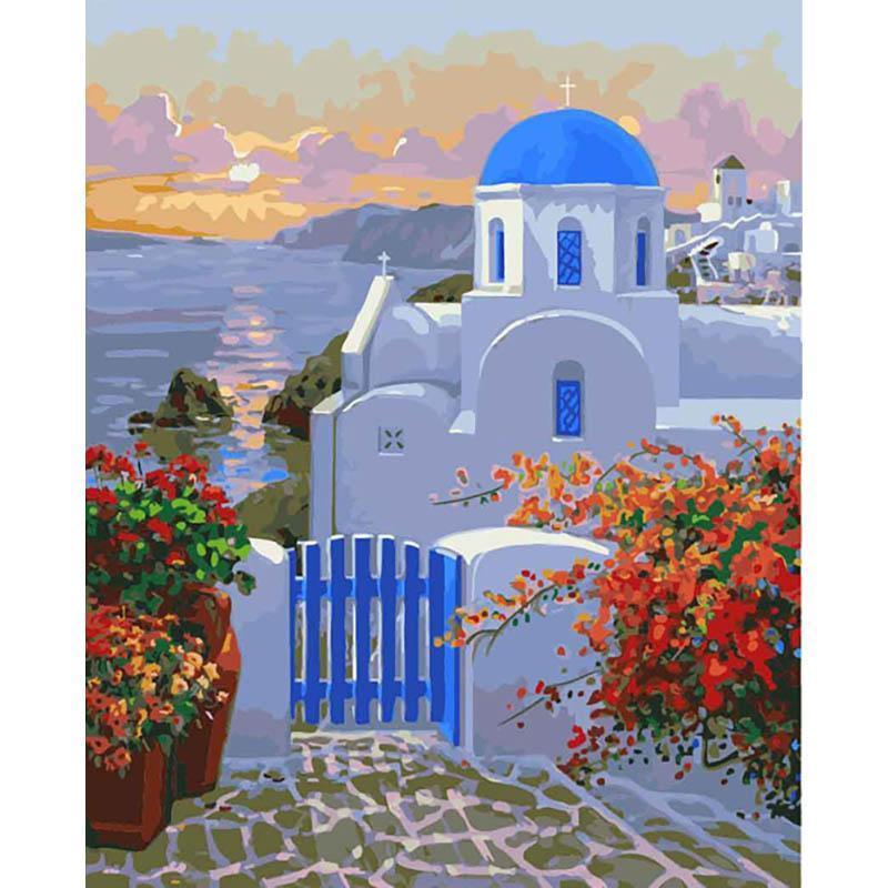 Paint by Numbers - Church in Santorini