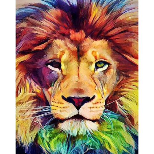 Paint by Numbers - Colorful Lion in Focus