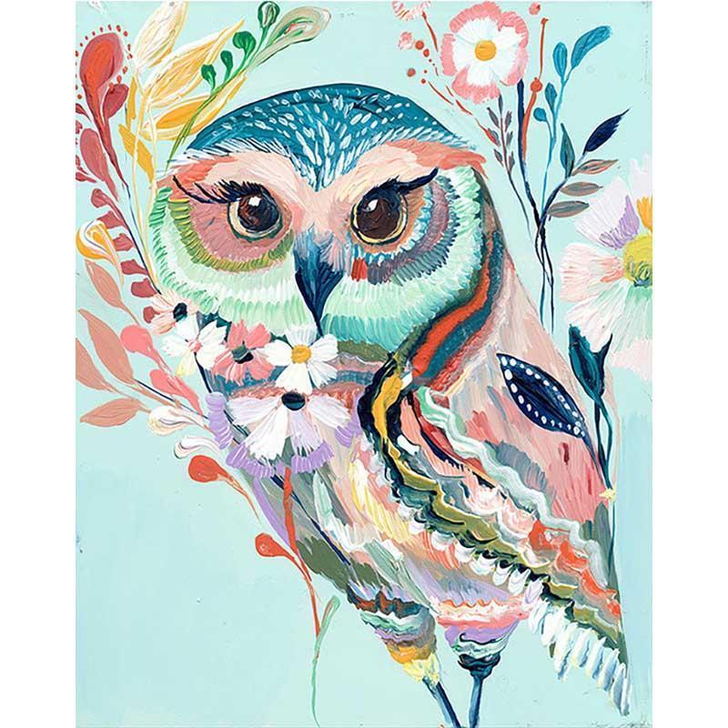 Paint by Numbers - Colorful Owl With Flowers