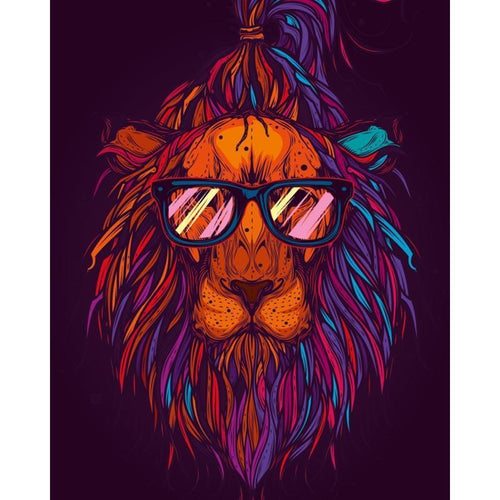 Paint by Numbers - Cool Lion With Glasses