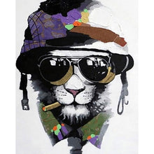 Load image into Gallery viewer, Paint by Numbers - Cool Lion With Helmet and Cigar
