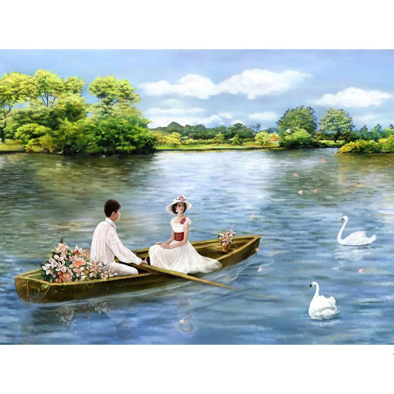Paint by Numbers - Couples on the Paddle Boat