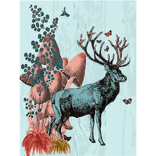 Paint by Numbers - Deer and Mushrooms
