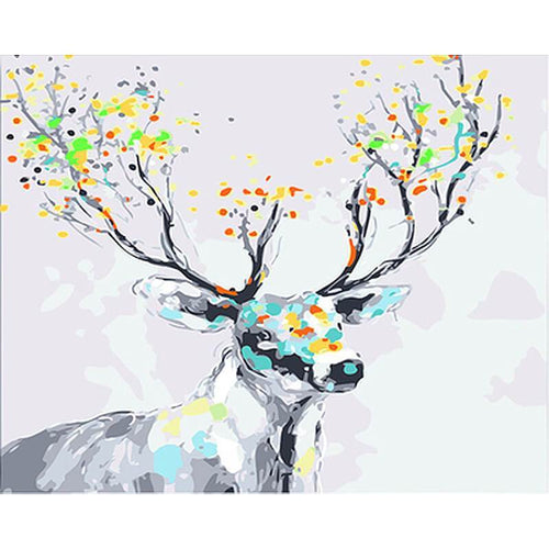 Paint by Numbers - Deer With Colored Antlers