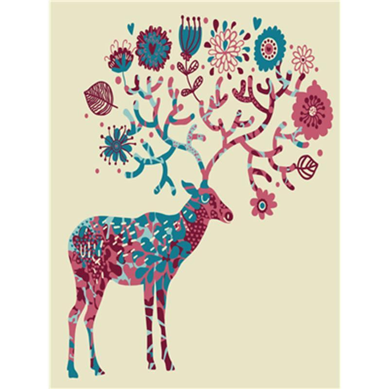 Paint by Numbers - Deer With Flowers