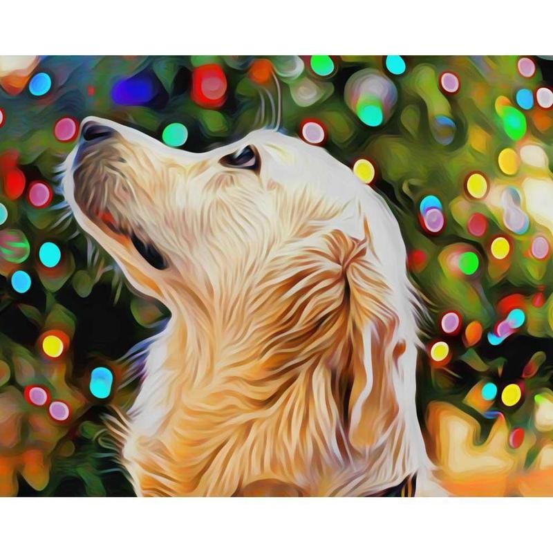 Paint by Numbers - Dog Christmas Lights