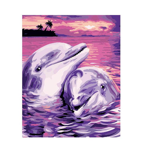 Paint by Numbers - Dolphins in the Sunset