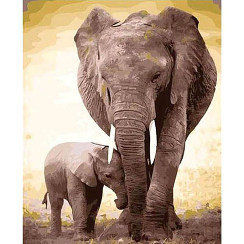 Paint by Numbers - Elephant Mom With Child