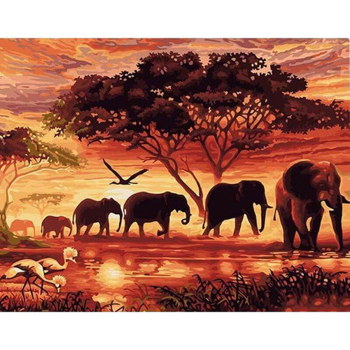 Paint by Numbers - Elephants in Africa