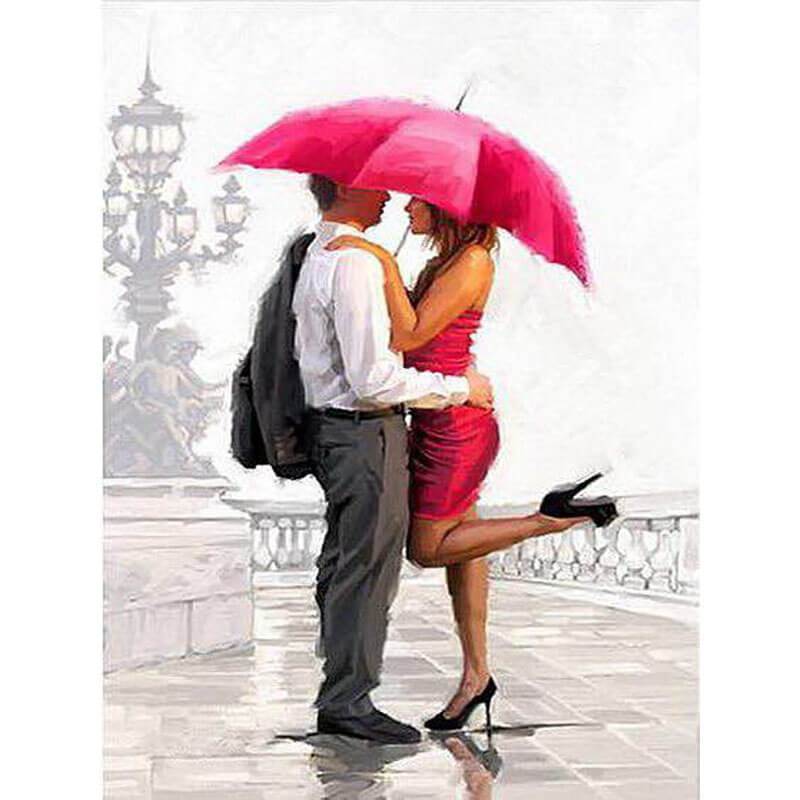 Paint by Numbers - Fresh Loving Couple With Umbrella