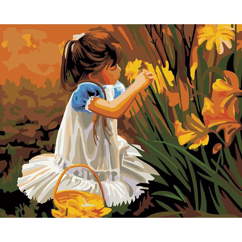 Paint by Numbers - Girl Picking Flowers