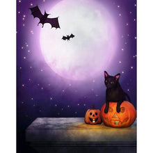 Load image into Gallery viewer, Paint by Numbers - Halloween | Black Cat and Bats
