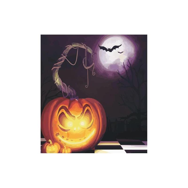 Paint by Numbers - Halloween | Pumpkin With Bat