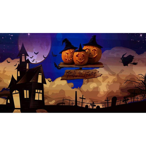 Paint by Numbers - Halloween | Pumpkin With Witch'S Hat